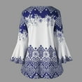 thumbnail image 3 of UPPADA Women's Floral Print Blouses Plus Size Tunic Tops Long Bell Sleeve Tunic Tops Vintage Lace Up Shirts Casual Loose Fit Graphic Tees Pleated Flare Comfy Tops 3x Womens Tops Plus Size, 3 of 4
