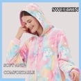 thumbnail image 5 of SWEETXIN Women's Snug Fit Zip up One-Piece Pajamas, Glow In The Dark Tie Dye Hooded Onesies Costume, 5 of 7
