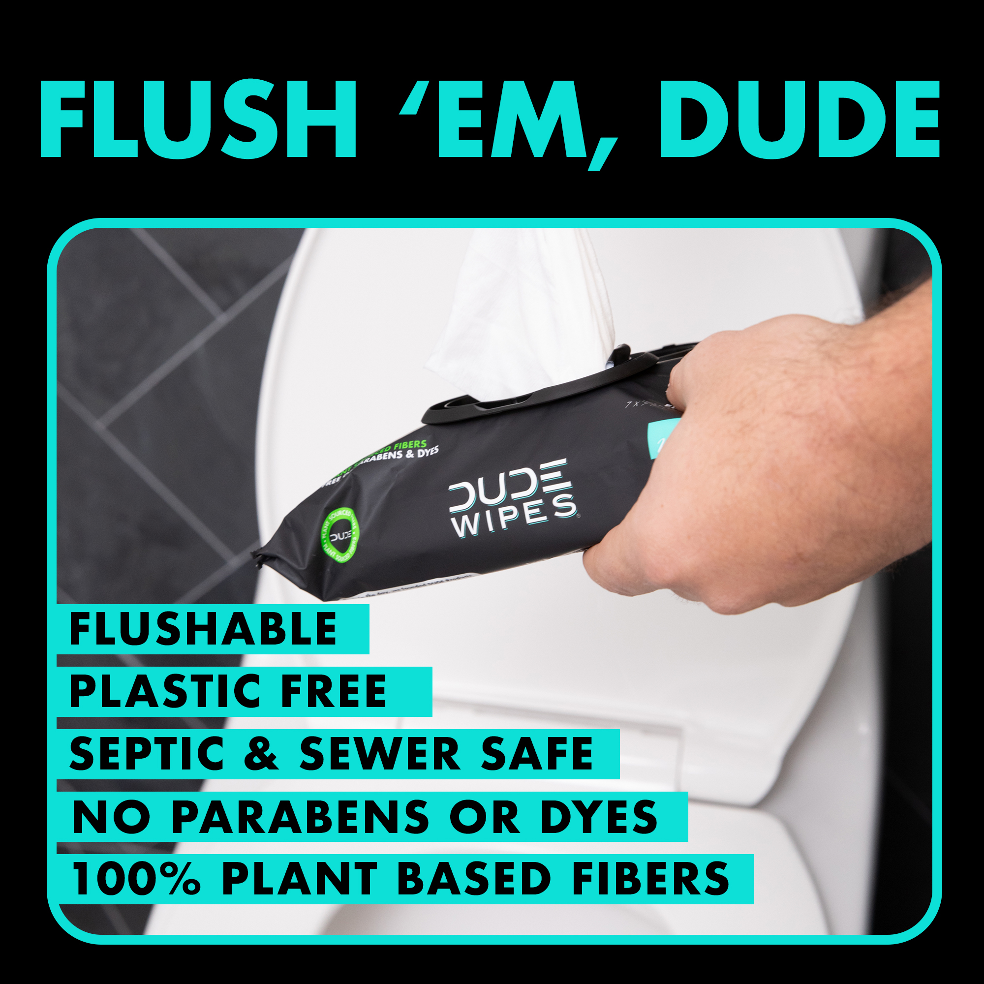 DUDE Wipes Flushable Wipes, XL Wet Wipes for at Home Use, Mint Chill, 48 Count, 5 Pack - image 2 of 8