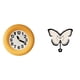 thumbnail image 1 of Reloj de pared moderno, silencioso, redondo, decorativo, de madera y acrílico, con mecanismo de barrido y una singular imagen de mariposa y flor. Idea, 1 of 8