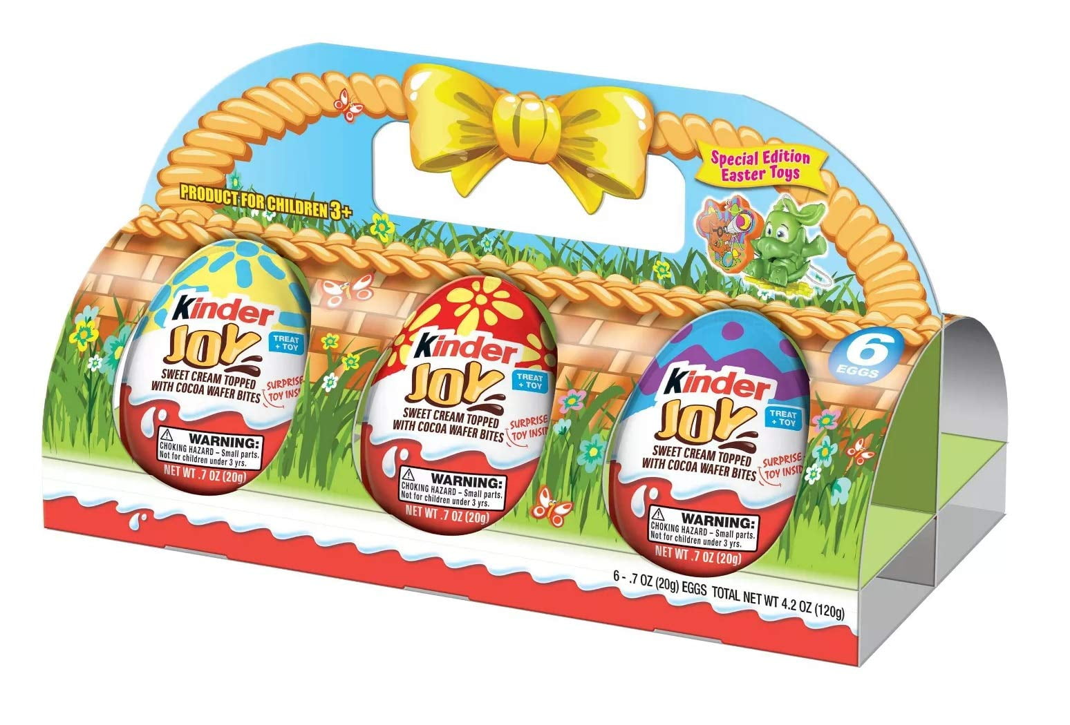 (3 Pieces) Kinder Joy Easter Eggs, Sweet Cream with Cocoa Wafer Bites