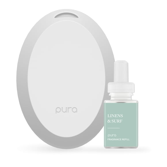 Pura Mini Smart Fragrance Diffuser for Small Spaces Adjustable Smart Home Device with LED Light & Automatic Vial Detection - Incl