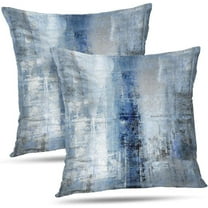LALILO Blue and Grey Abstract Art Pillow Cover,Gallery Throw Pillows Cushion Cover 20 x 20 2Pcs