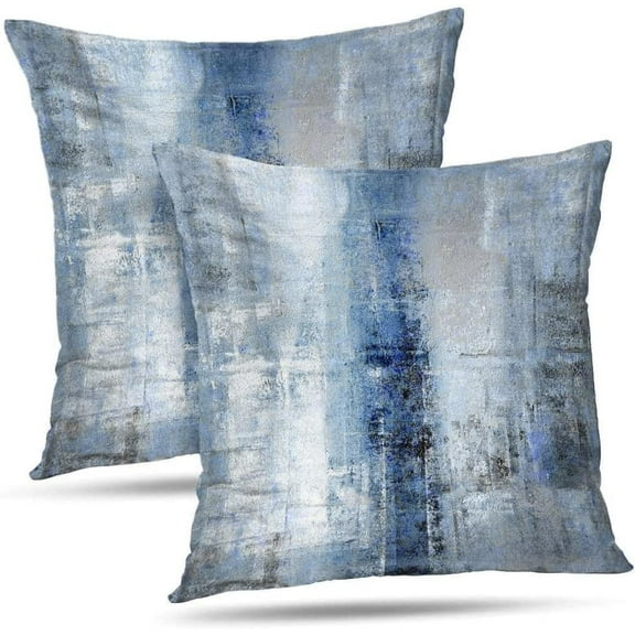 LALILO Blue and Grey Abstract Art Pillow Cover,Gallery Throw Pillows Cushion Cover 20 x 20 2Pcs