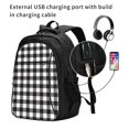 thumbnail image 2 of Easygdp Black White Plaid Mochila para Laptop de Viaje con Puerto USB, Mochila para Laptop con Puerto de Carga USB para Mujeres y Hombres, 2 of 7