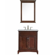 Eviva Elite Stamford 30" teak Solid Wood Bathroom Vanity Set with Double OG Crema Marfil Marble Top & White Undermount Porcelain Sink
