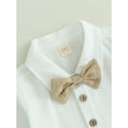 thumbnail image 6 of GXFC Toddler Baby Boy Fall Clothes Gentleman Suits Kids Boys Long Sleeve Button Bowtie Shirt Top Solid Suspender Overalls Pants Children Boys Autumn Casual Two Piece Set 6M-4T, 6 of 9