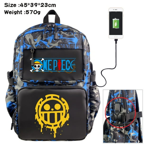 Ready Stock Mochila One Piece mochila con Cable de datos de carga USB periferico de Anime mochila impermeable de nailon de camuflaje mochila escolar Walmart en linea