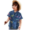 thumbnail image 3 of Akiihool Boys Button Up Shirt Boy's Hawaiian Shirt Tropical Beach Casual Summer Shirt with Pocket Short Sleeve(Blue,18-24 Months), 3 of 7