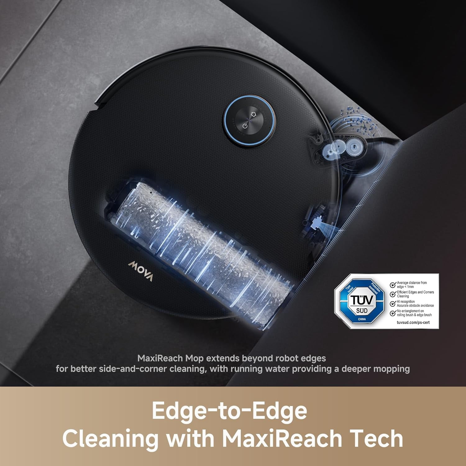 MOVA Z60 Ultra Roller Complete Robot Vacuum and Mop,Pet Hair Friendly,Self Lifting, 28,000 Pa Suction,Hot Water Mop Wash
