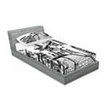 thumbnail image 2 of Ambesonne Rustic Fitted Sheet & Pillow Sham Set, Old Town Street Peaceful, Twinxl, Black White, 2 of 2