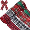 thumbnail image 3 of YISITIAN 4 Rolls Christmas Ribbon, Plaid Webbing for Holiday Gift Wrapping, DIY Fall Crafts and Christmas Tree Decorations AZ1014-4685, 3 of 6