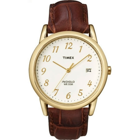 - Men's Easy Reader Watch, Brown Croco Pattern Leather Strap