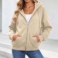 thumbnail image 5 of CHGBMOK Women's Fall Hoodies Raglan Sleeve Fleece Sweatshirt Long Sleeve Zip Front Casual Jacket with Pockets, 5 of 9