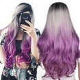 thumbnail image 1 of Peluca Larga Y Rizada Para Mujer Peluca Negra Gris Púrpura Degradada Peluca Larga Rizada Para Mujer Peluca Negra Gris Púrpura Degradada Peluca Ombre Peluca Delantera De Encaje ANGGREK Black Gray Purple Gradient Wig, 1 of 8