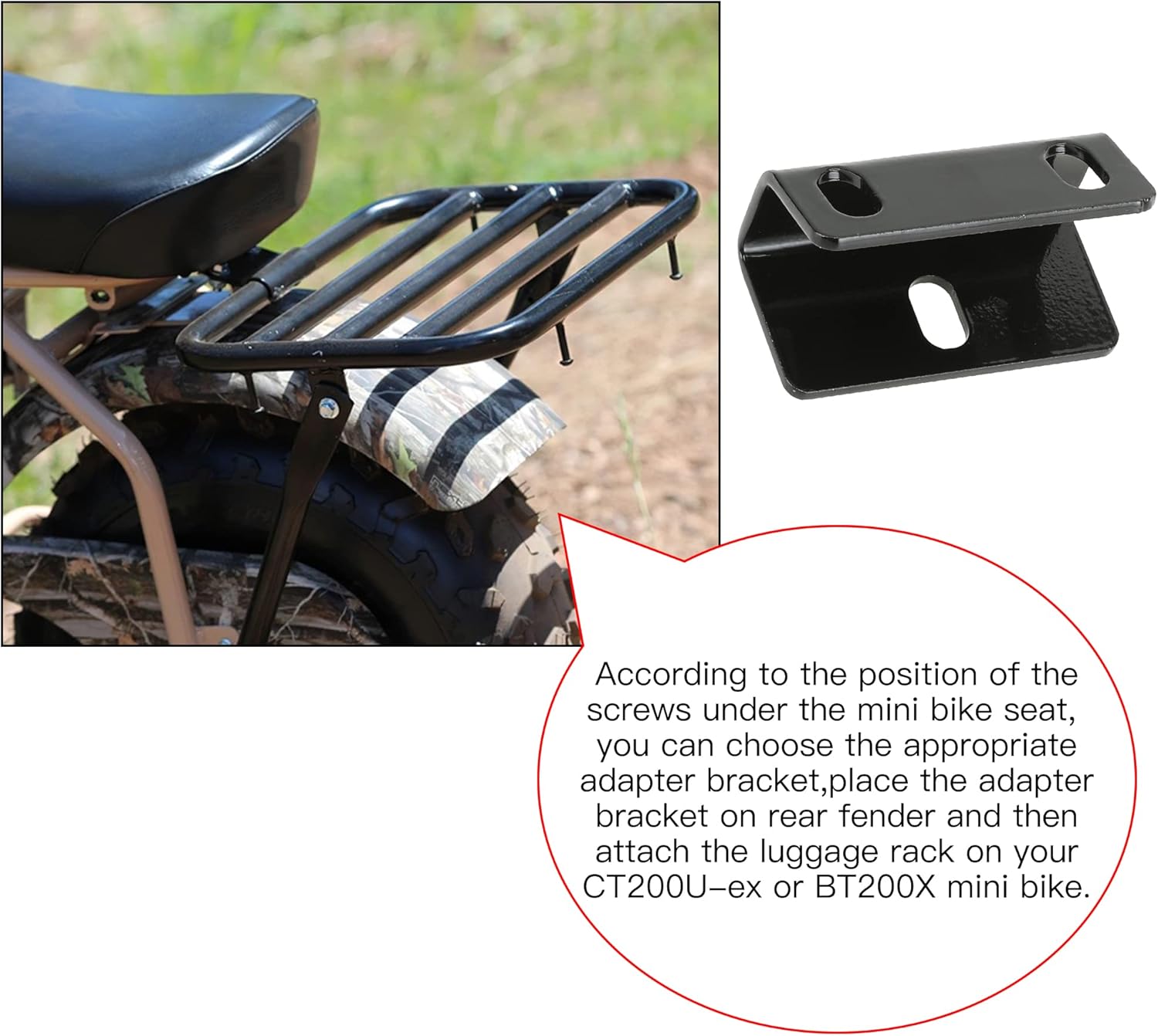 coleman mini bike ct200u rack GREHUA Rear Cargo for BT200X CT200U-EX Parts Chinese Rear Rack for the Coleman CT200U Mini Bike Mini Bike Rear Cargo Rack