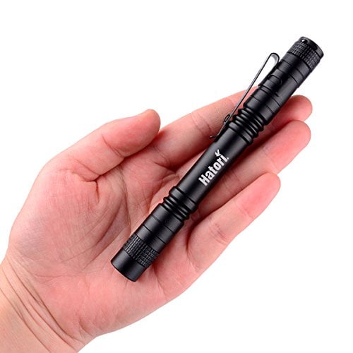 Hatori Mini LED Flashlight Set Battery-Powered Handheld Pen Light Tactical Torch with High Lumens for Camping Outdoor and Emergency 4 Pack 5.24 Inch