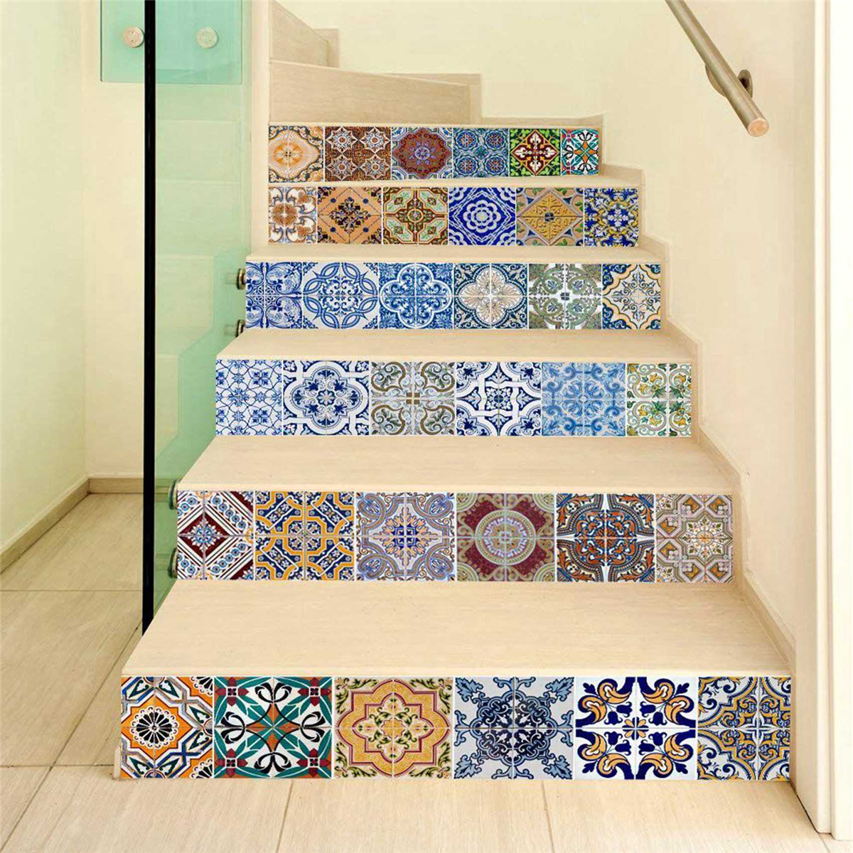 24X Peel and Stick Tile Backsplash Stair Riser Decals DIY Tile Decals Mexican Traditional Waterproof