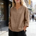 thumbnail image 5 of Iyufng V-Neck Tops for Women Short Sleeve Solid Color Loose-Fit Blouses Summer Casual Tops, 5 of 6