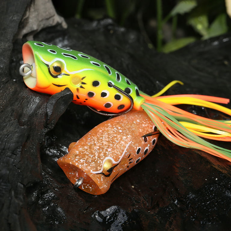 Topwater Frog Lure Bass Trout Fishing Lures Realistic Prop Frog Soft Swimbait Floating Bait with Weedless Hooks for Freshwater Saltwater, Style #C