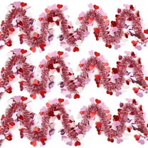 3Pcs Valentines Heart Tinsel Garland Decorations, 19.69ft Valentines Day Red Pink White Metallic Garland Valentine's Day Decorations for Home Indoor Outdoor Wedding Hanging Valentines Day Decor