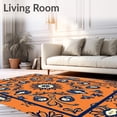 thumbnail image 2 of ODIKA 6'x9' Machine Washable Non-Slip Area Rug, Floral Distressed with Ornamental Leaf Filigree High Traffic Rug, Orange, 572966, 2 of 7