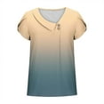 thumbnail image 6 of Womens Short Sleeve Slant Neck Trendy Loose Top with Artistic Color Gradient Drip Print, 6 of 6