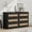 Black, variant on NEILA Natural Multi-Purpose Wood Dresser – 6-Drawer Rattan Storage Chest for Bedroom, Living Room, Entryway & TV Stand