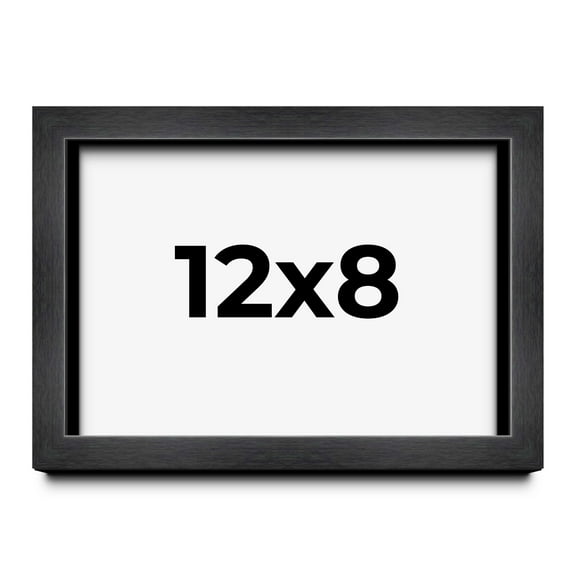 12x8 Shadow Box Frame Grey Charcoal Black | 0.875 Inches Deep | Wood Shadowbox Display Frame | UV