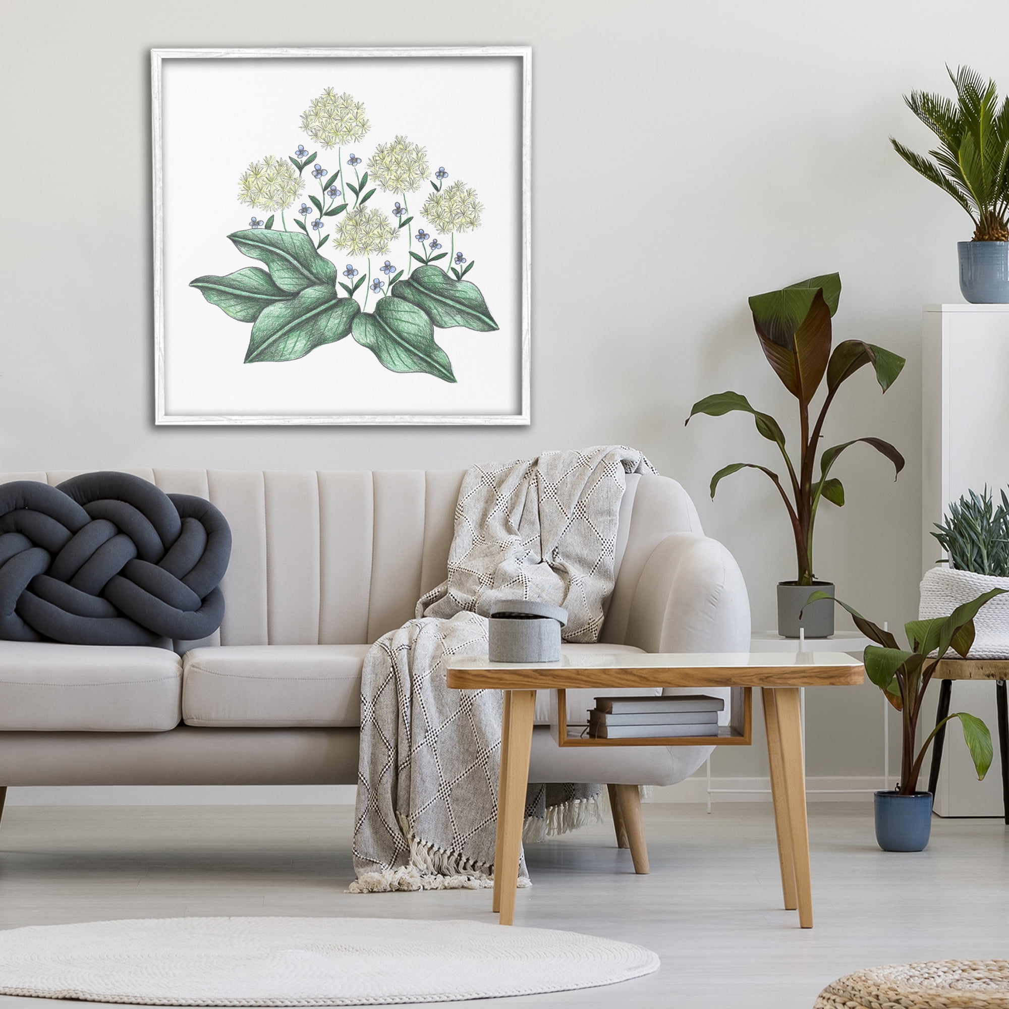 Hello Wildflower Vintage Sketch White Framed Giclee Art, design by Cecilia Battaini