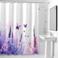 thumbnail image 4 of Purple Blue Lavender Fabric Shower Curtain Flowers Butterfly Washable Shower Curtains for Bathroom, Waterproof Bath Curtain with Hooks Home Decor 36x72in, 4 of 8