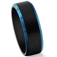 thumbnail image 3 of Pompeii Men's Brushed Black Tungsten Ring Blue Polished Beveled Edge 8mm Wedding Band (,), 3 of 3