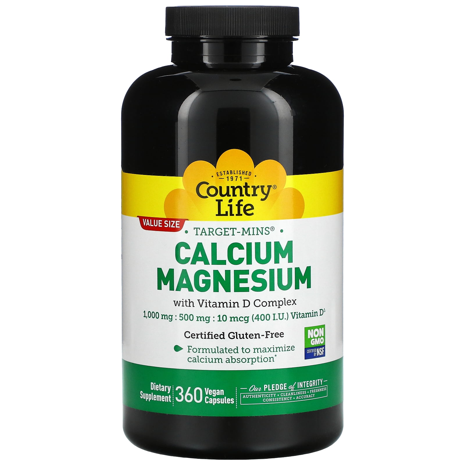 Country Life TargetMins Calcium Magnesium with Vitamin D Complex, 360