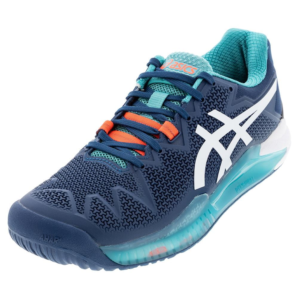 Asics Men`s GEL-Resolution 8 Tennis Shoes Mako Blue and White ...