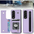 thumbnail image 2 of for Samsung Galaxy Z Fold4 Wallet Case with S Pen Holder, Double Magnetic Clasp with Kickstand Phone Case Cover with ID Card Slots for Samsung Galaxy Z Fold 4 SKB Purple, 2 of 18