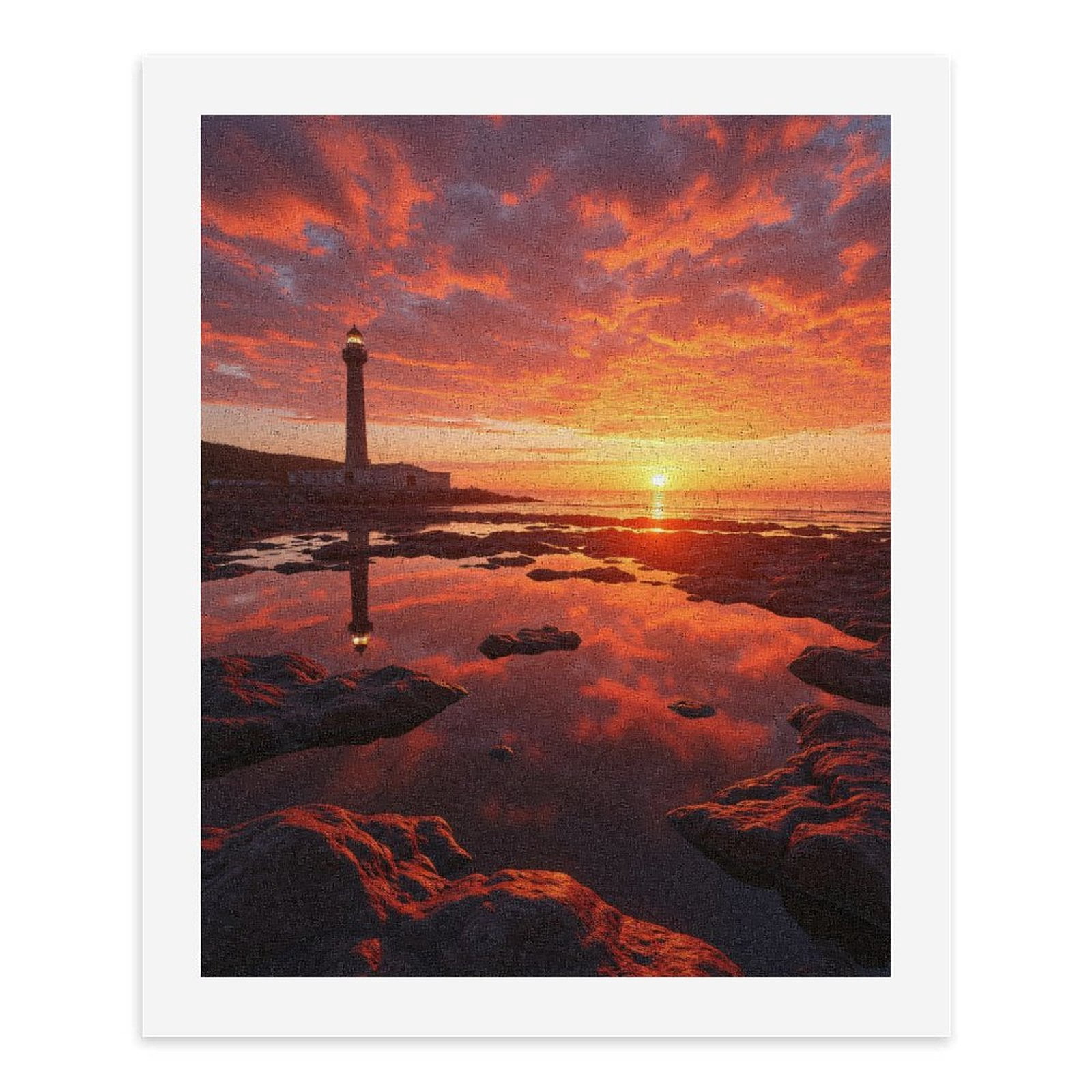 Paint By Numbers Kit for Adults Beginner - Sunset Lighthouse Reflection Rock Shore DIY Canvas Painting Kits for Adults, Frameless Paint By Number for Adults for Home Wall Decor 16x20 Inch