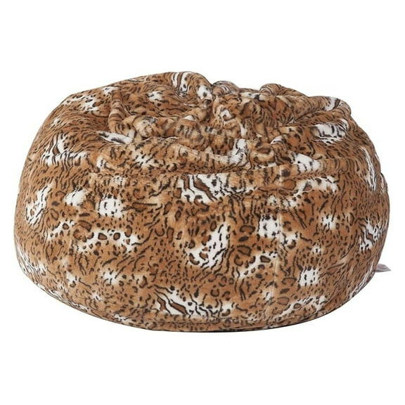 Bean Bag Chair Luxury and Comfy Big Beanless Bag Chairs Plush Furry Chair Soft Sofa Lounger for Adults and Kids,Sponge Filling, 3 ft, Leopard Print