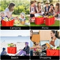 thumbnail image 4 of Tripumer 3 Pcs Insulated Reusable Grocery Bag Food Delivery Bag 16 x 12 x 9 in Cooler Bag Reusable Grocery Shopping Bag Stands Upright Machine Washable Sturdy Zipper Red, 4 of 6