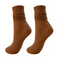 thumbnail image 2 of CNEJRHG Mid‑Calf Slouch Stacked Socks for Women Men Thermal Socks Winter Warm Cozy Elastic Ribbed Cuffs Yoga Fitness Crew Socks Brown, 2 of 3