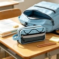 thumbnail image 6 of Large Capacity Contrast Color Pencil Case – Soft Cloth Rectangular Pouch, 8.27x4.33x2.76 Inches, Multipurpose Stationery Organizer for Campus, 6 of 6