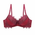 thumbnail image 1 of Women's Lace With Color Double Breasted Push Up Bra(Red,L), 1 of 2