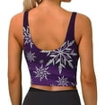 thumbnail image 3 of Vsdgher Snowflake Gradient Purple Print Women Sleeveless Athletic Tank Top Built-in Bra Camisole Sports Vest for Yoga Running Fitness Exercise with Removable Pads, 3 of 8
