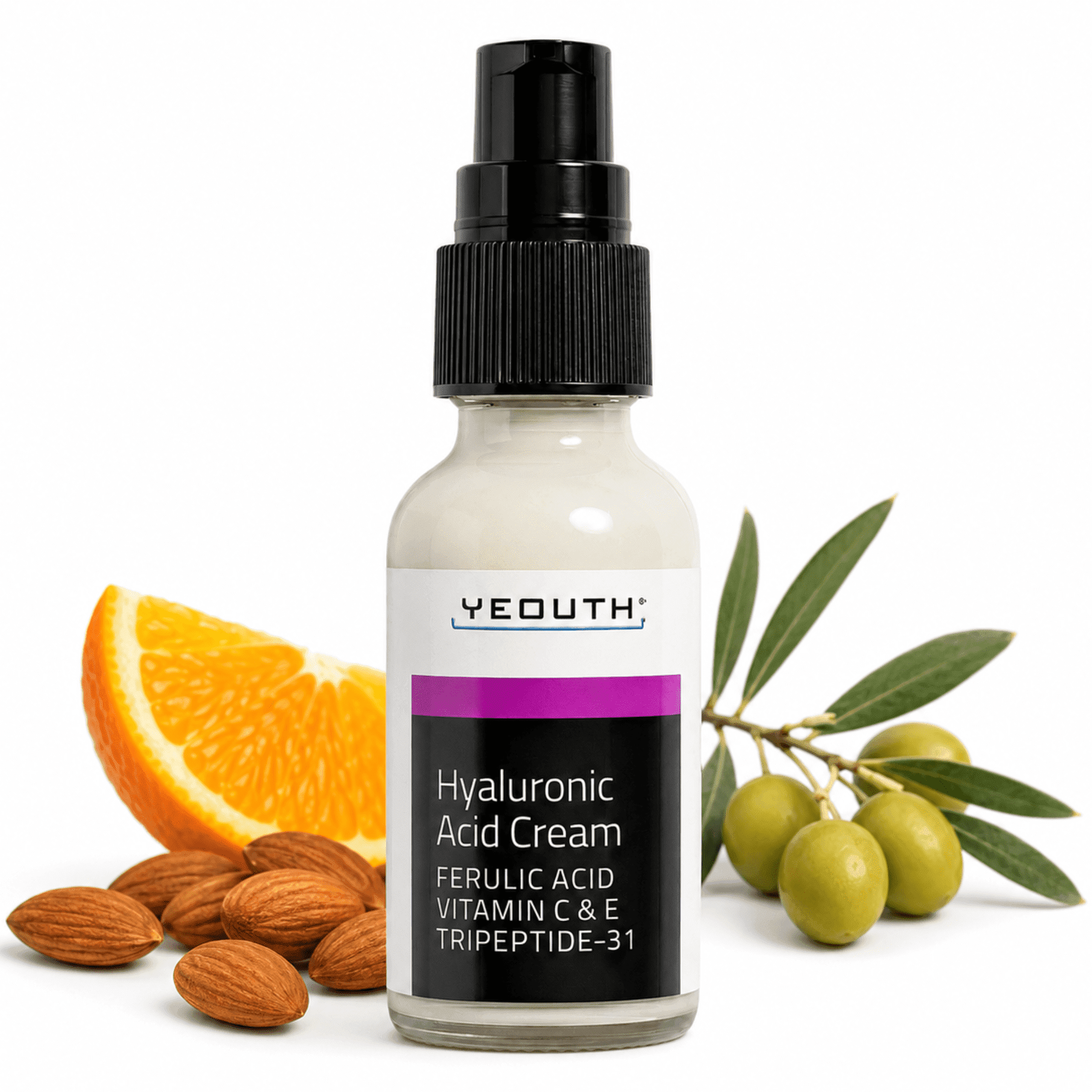 YEOUTH Hyaluronic Acid Cream with Vitamin C, Vitamin E, Ferulic Acid and Tripeptide 31, Night Face Moisturizer, 1 oz