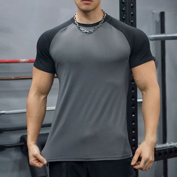 pstuiky camisetas de hombre, Blusas deportivas informales de verano para hombre, de manga corta, color liso, con cuello en V ropa de hombre m