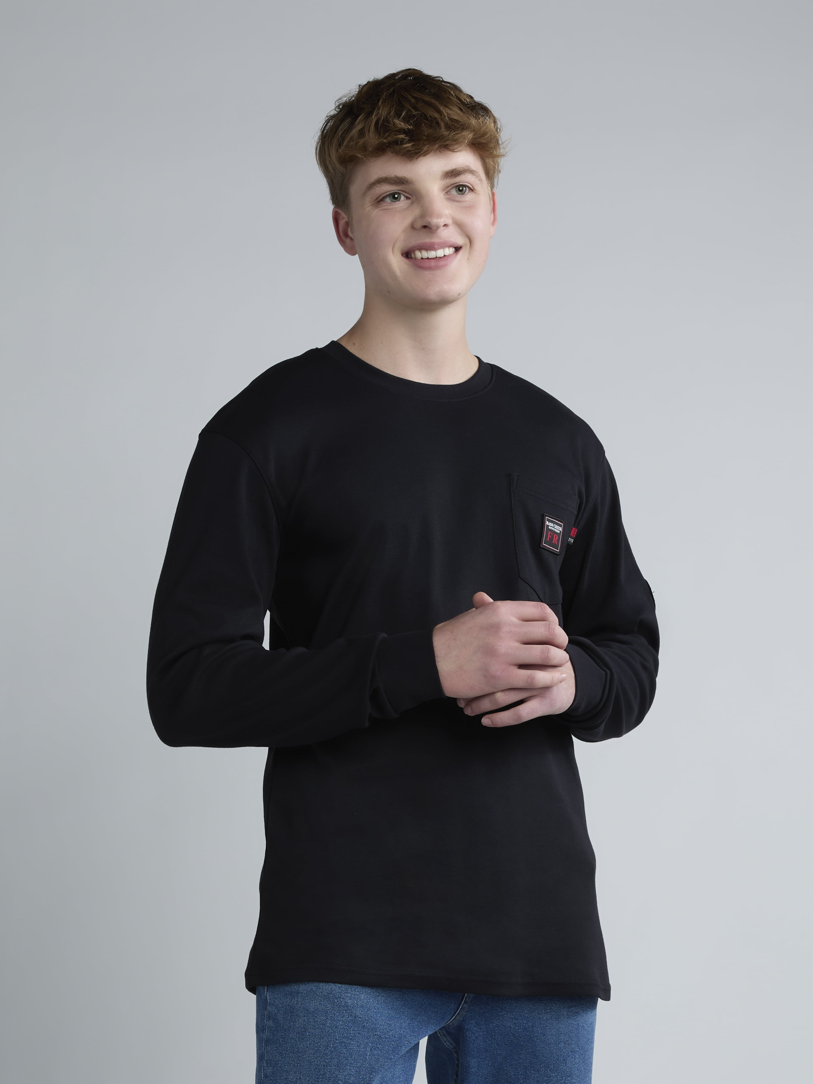 Bass Creek Outfitters Men's Flame Resistant Long Sleeve Crewneck Knit Top, Sizes M-XXL