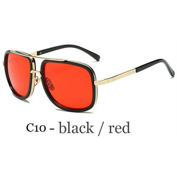 Gafas de sol con marco grande para hombre y mujer, lentes de sol cuadradas de metal, a la moda, estilo retro y vintage, de alta calidad, novedad qym unisex