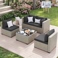 thumbnail image 6 of Amopatio 5 Pieces Patio Conversation Set, Outdoor Sectional PE Rattan Wicker Furniture Seat,BLACK, 6 of 7