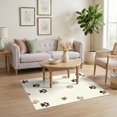 thumbnail image 3 of ODIKA 4'x6' Ultra-Soft Area Rug, Print Border Footprints Patterned Tossed Bone Motif Scattered None Washable, Bare feet friendly, Silk-Touch for Bedroom Home office, 3 of 7