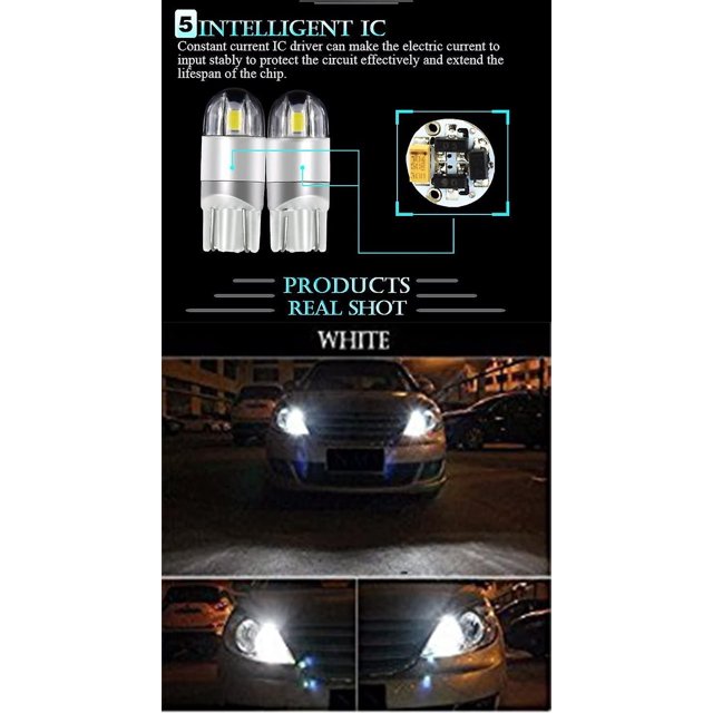10 Uds blanco T10 W5w Led luz de estacionamiento luces laterales 12v 6000k 168 194 Led se?al de giro para placa de bombilla luces de liquidación coche motocicleta Banban