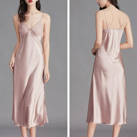 

Large Size Suspender Nightdress Female Summer Women Ice Silk Silk Nightdress Size L